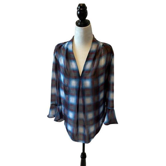 JOEFRESH Plaid Loose 3/4Length Sleeve Top S - Picture 1 of 7